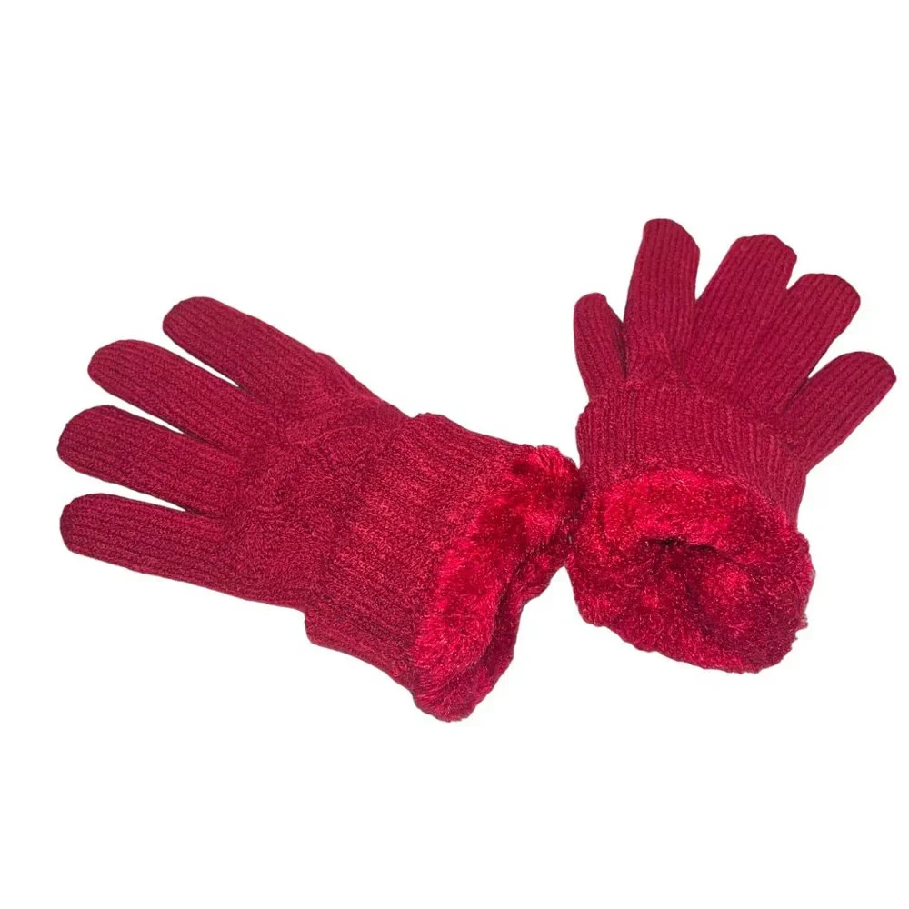 Women's True North Gear Clothing Ruby Red Knit Ear Warmer Headband & BYOS Gloves - Picture 5 of 6